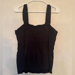 Ann Taylor Black Smocked Sleeveless Top | Size Large